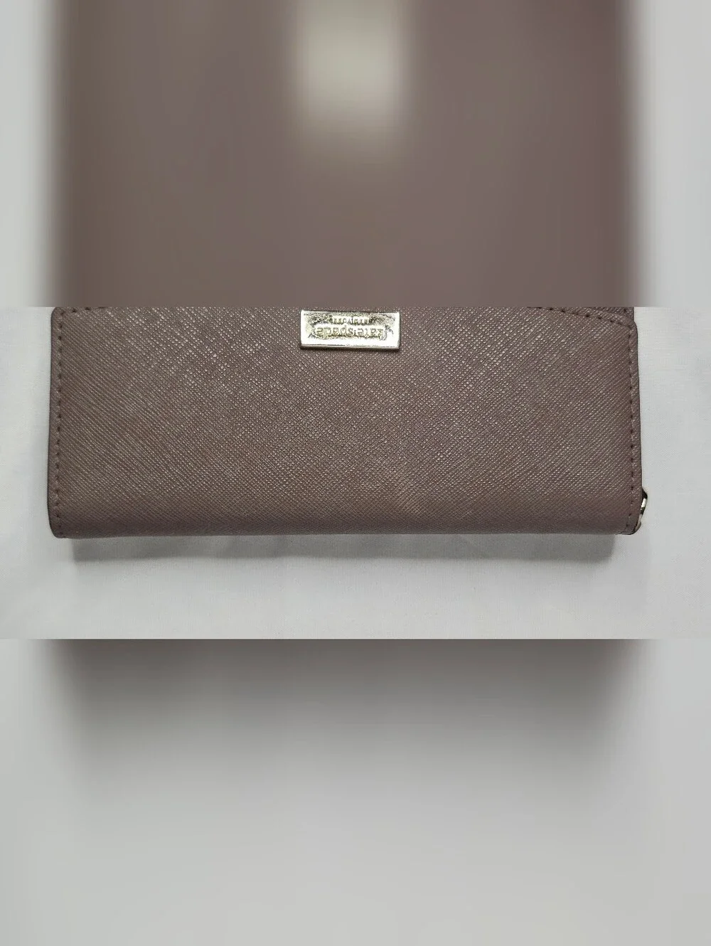Kate Spade New York Saffiano Leather Trifold Wallet Mauve Taupe NO STRAP